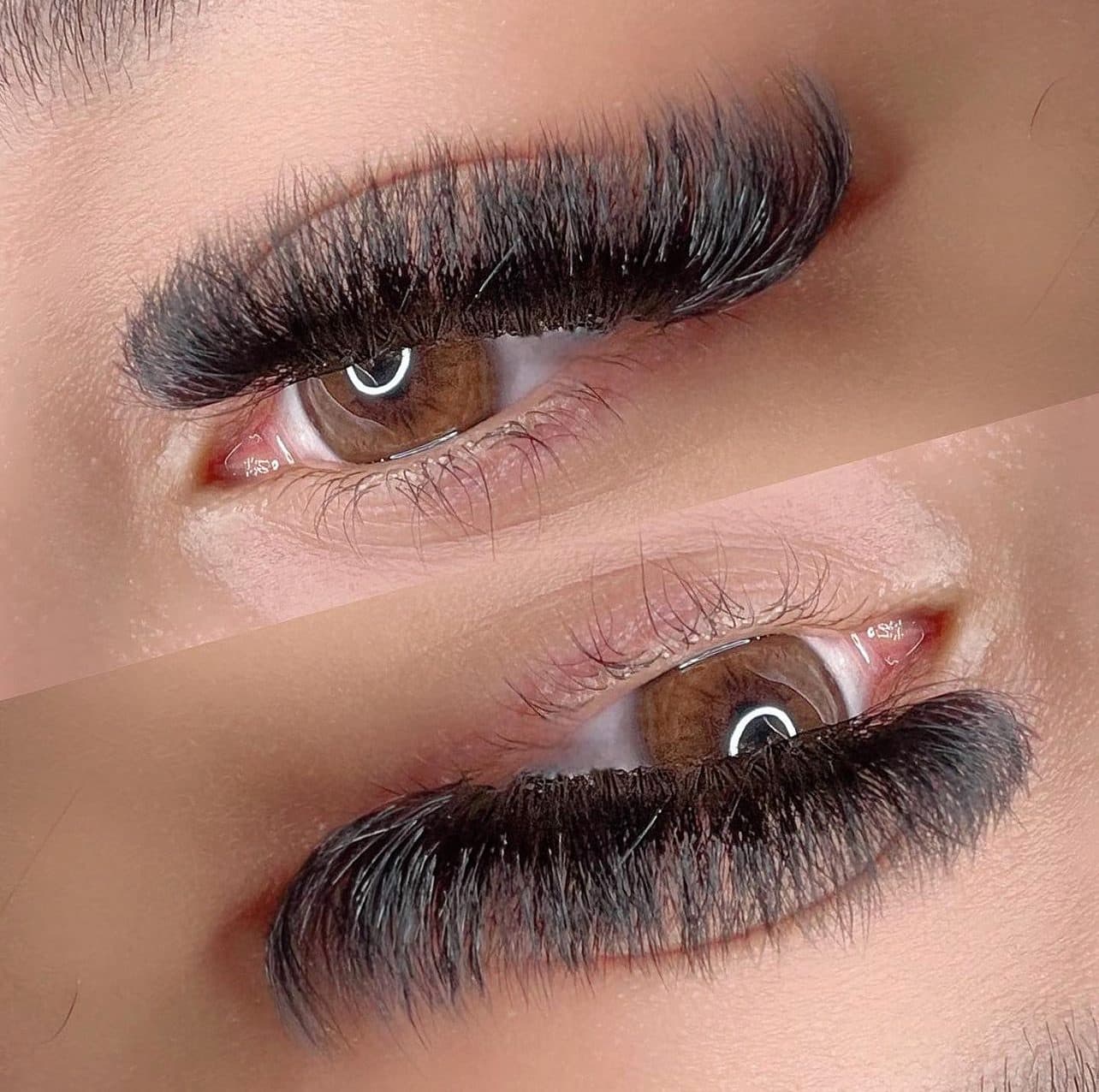 Volume lash extensions on brown eyes, close-up detail by 902 Beauty Bar, Dartmouth NS